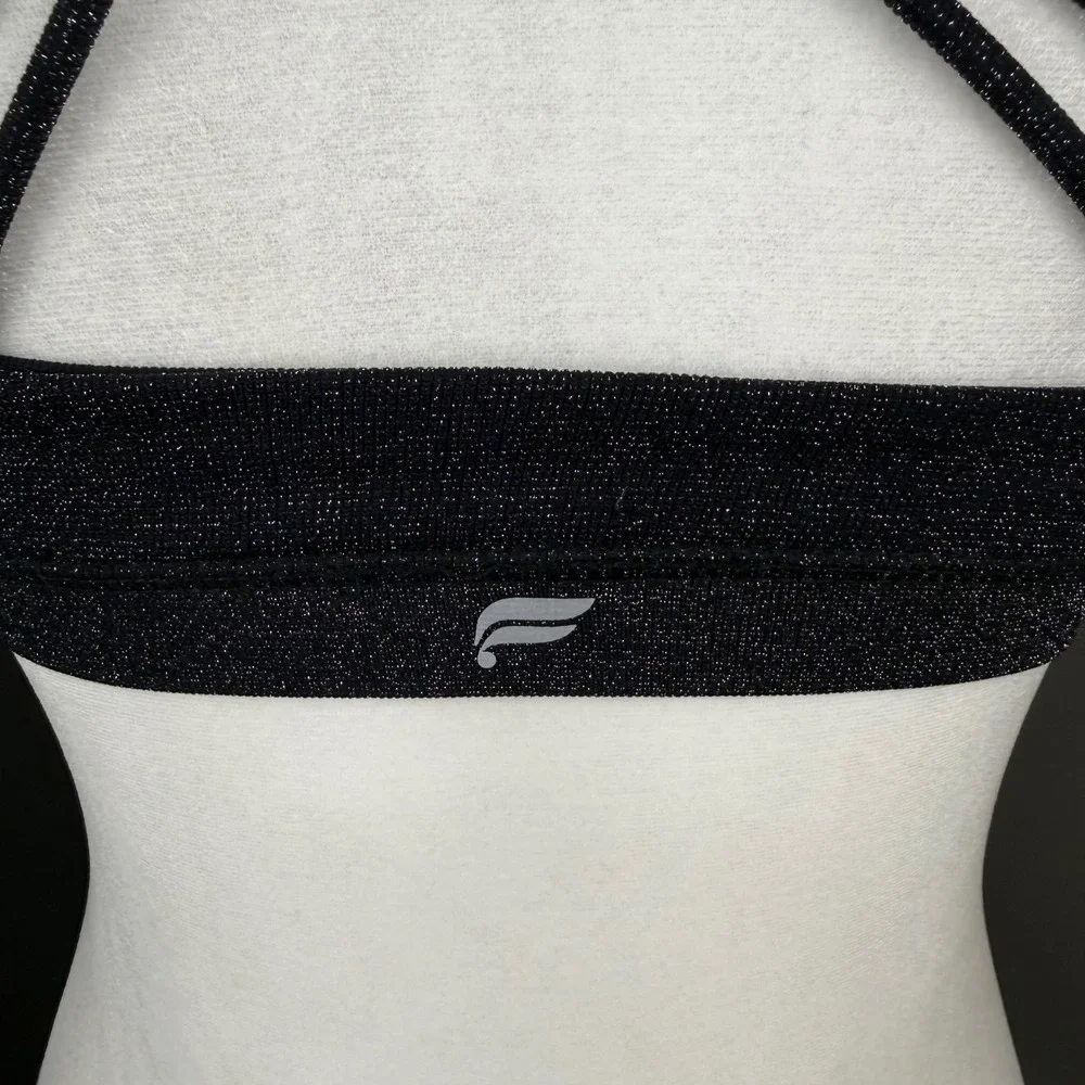 Fabletics Woman's Sparkle Black Low Impact Seamless Strappy‎ Sports Bra- Small